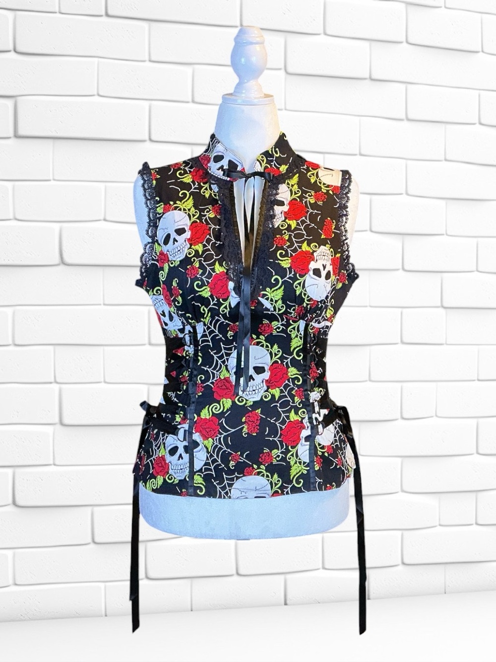 Jawbreaker NWOT Punk Goth Whimsigoth Dark Coquette Alt Skull Rose Corset Top XL